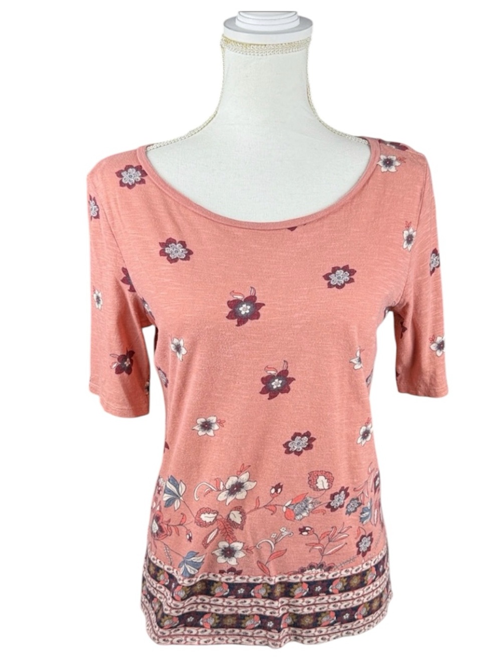 Loft Scoop Neck Coral Tee